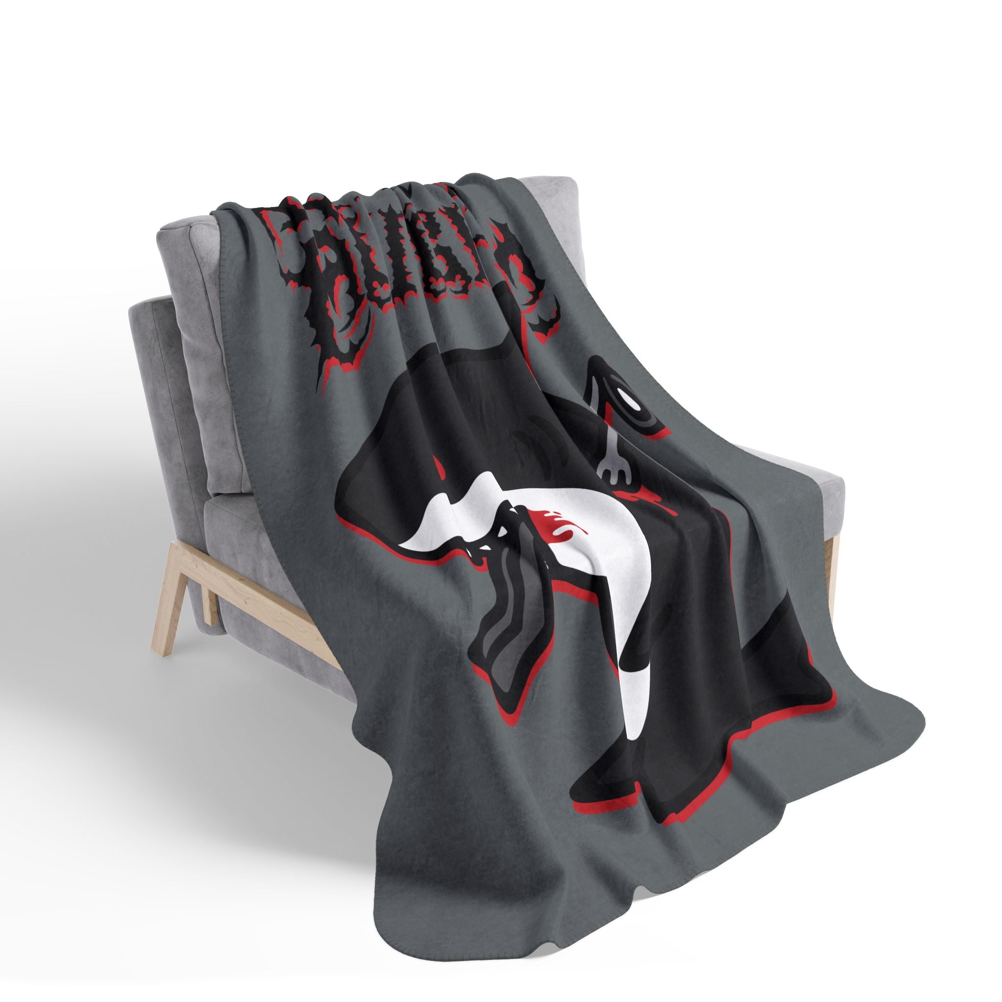 Slit Gill Black Fleece Sherpa Blanket